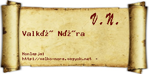 Valkó Nóra névjegykártya